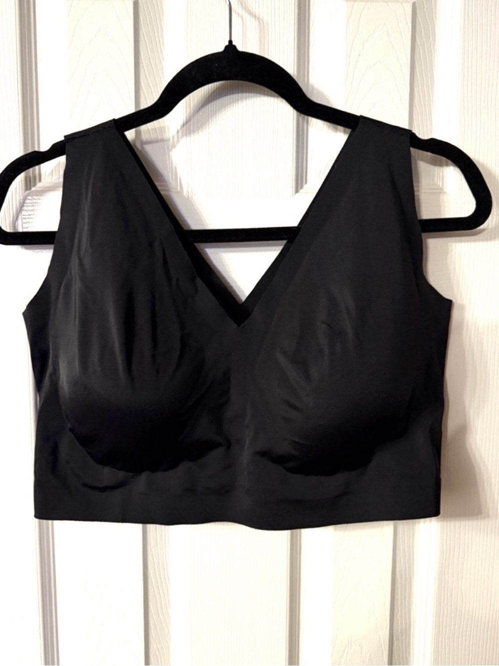 Truekind 2XL Black Seamless Wireless V-Neck Bralette Comfort Bra